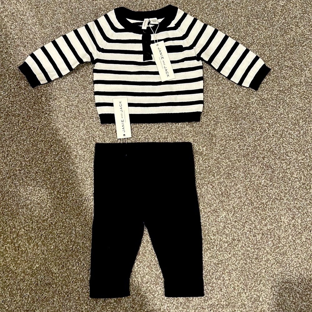 NWT baby boy sweater set. Navy blue and white. 3-6 months. Janie and Jack.